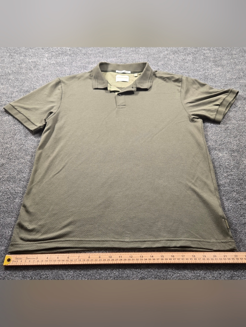 Scotch & Soda Amsterdam Olive Green/ Army Green Pique Knit Polo Shirt Large - Picture 3 of 8
